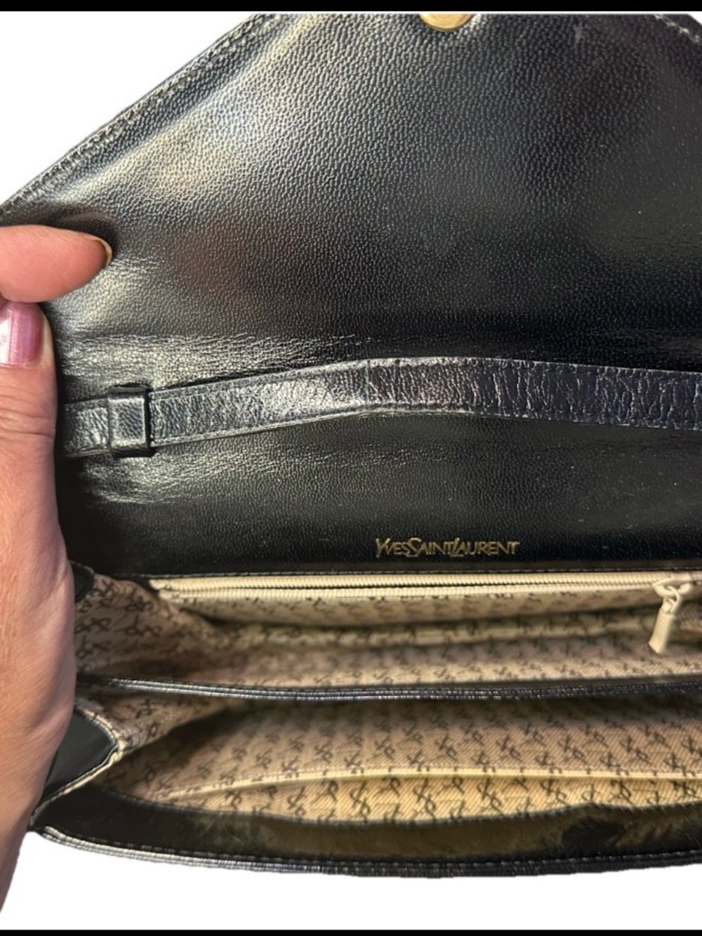 Yves Saint Laurent Black Leather Crossbody Bag womens Vintage - Picture 6 of 13